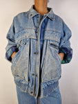 Vintage Racing Horse Jeansjacke Gefüttert Blau M