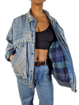 Vintage Racing Horse Jeansjacke Gefüttert Blau M