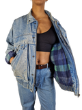 Vintage Racing Horse Jeansjacke Gefüttert Blau M