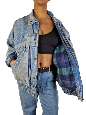 Vintage Racing Horse Jeansjacke Gefüttert Blau M