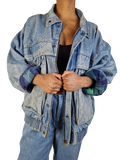 Vintage Racing Horse Jeansjacke Gefüttert Blau M
