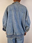 Vintage Racing Horse Jeansjacke Gefüttert Blau M