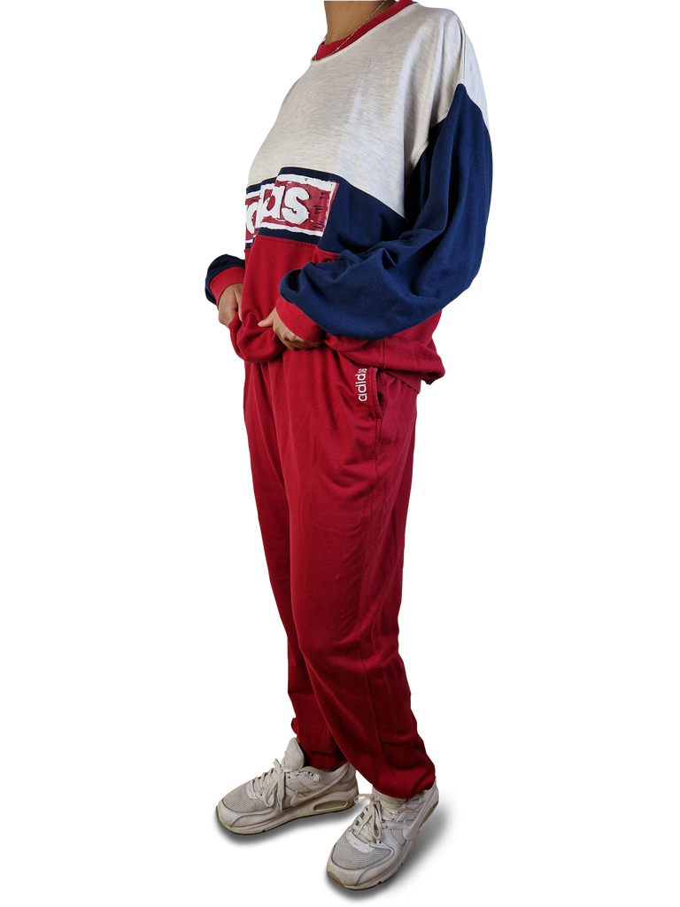 Rare Vintage Adidas Trainingsanzug Spellout Rot Grau D9 L XL RareRags