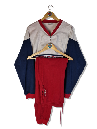 Rare! Vintage Adidas Trainingsanzug Spellout Rot Grau (D9) L-XL