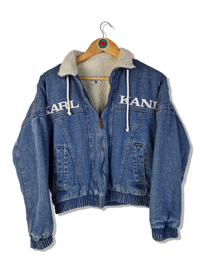 Jeansjacke Teddyfell Karl Kani Blaue Jacke Y2K Karl Kani