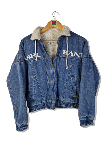 Y2K Karl Kani Jeansjacke Teddyfell Deadstock Blau s – RareRags
