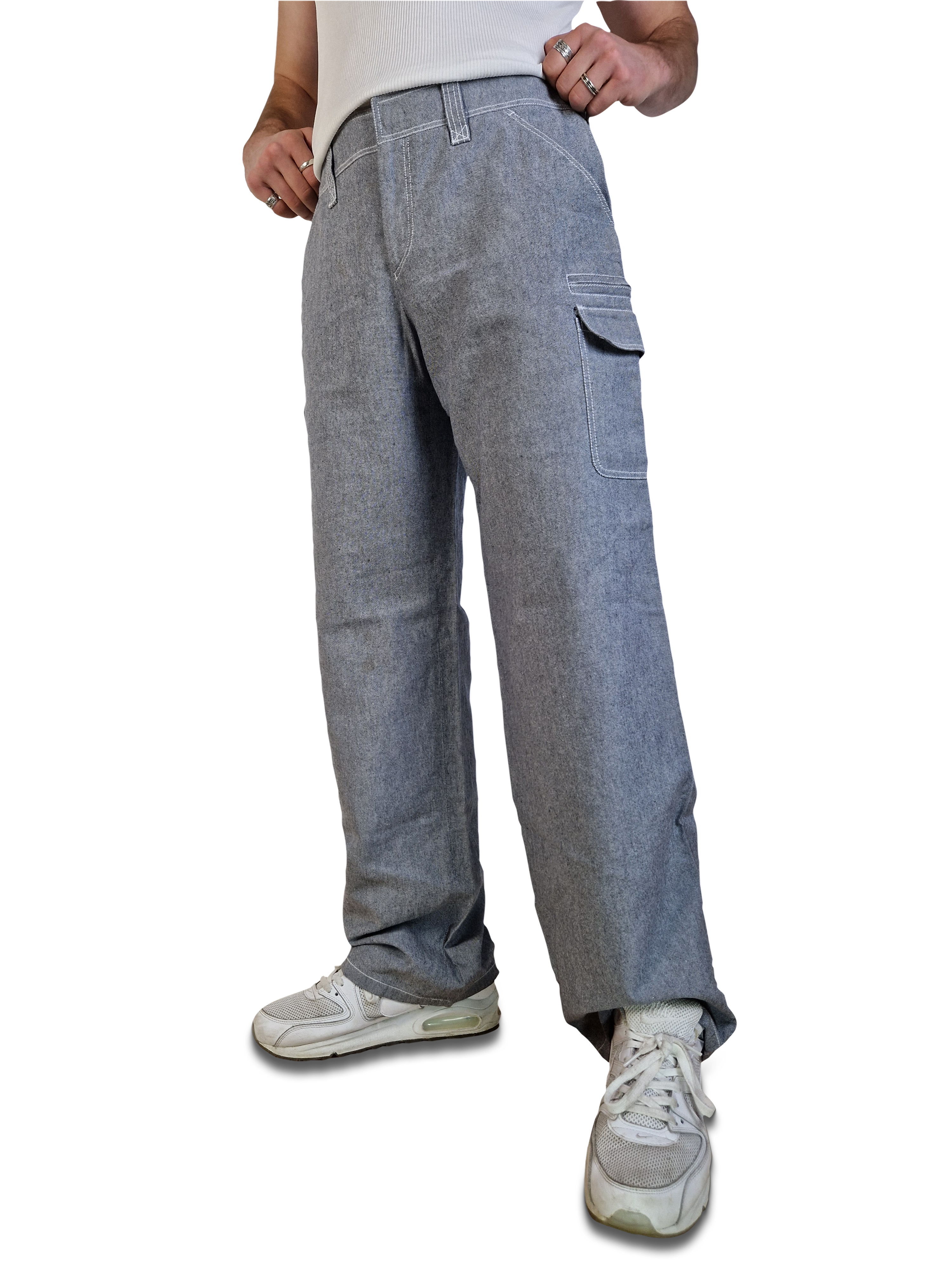 Bogner Cargohose Comfort Fit Leinen Anteil Hellblau Grau L-XL - RareRags