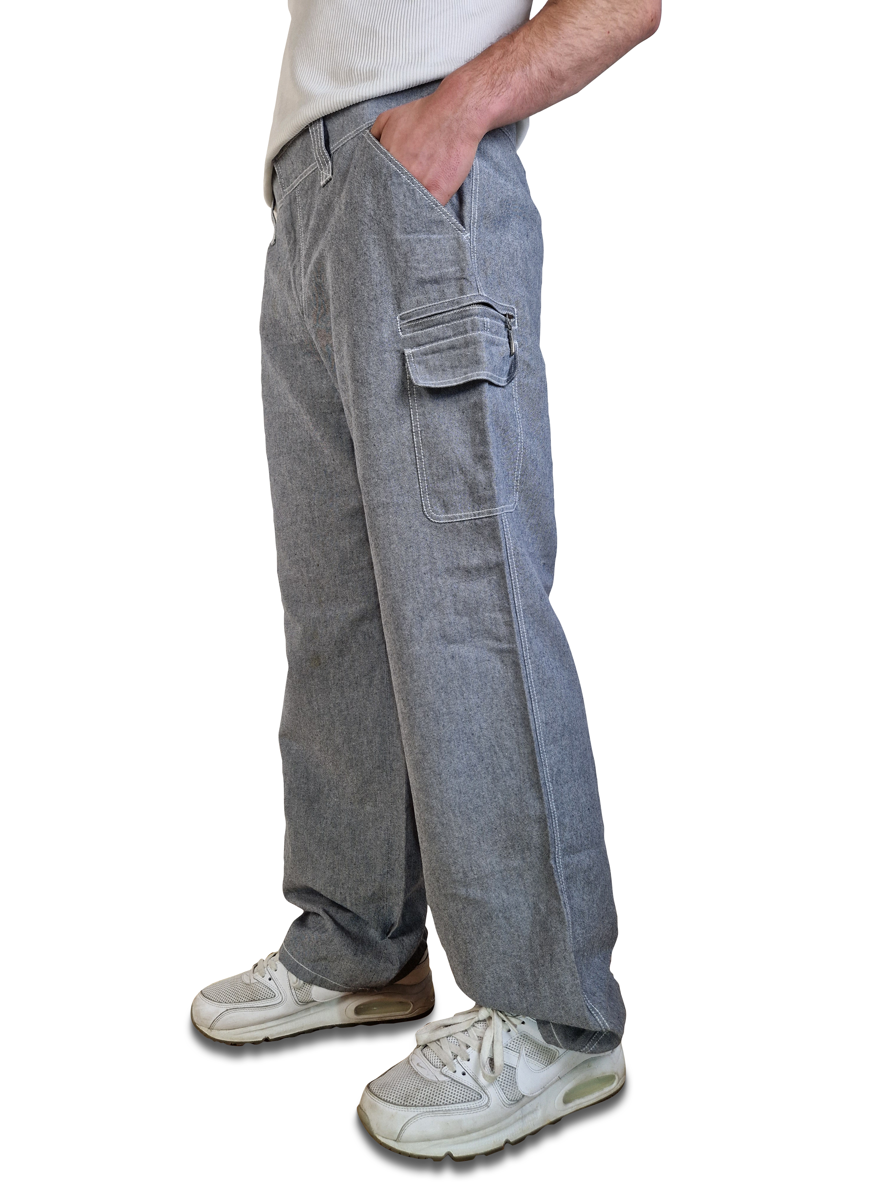 Bogner Cargohose Comfort Fit Leinen Anteil Hellblau Grau L-XL - RareRags