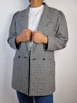 Vintage Blazer Basic Schwarz Weiß M-L