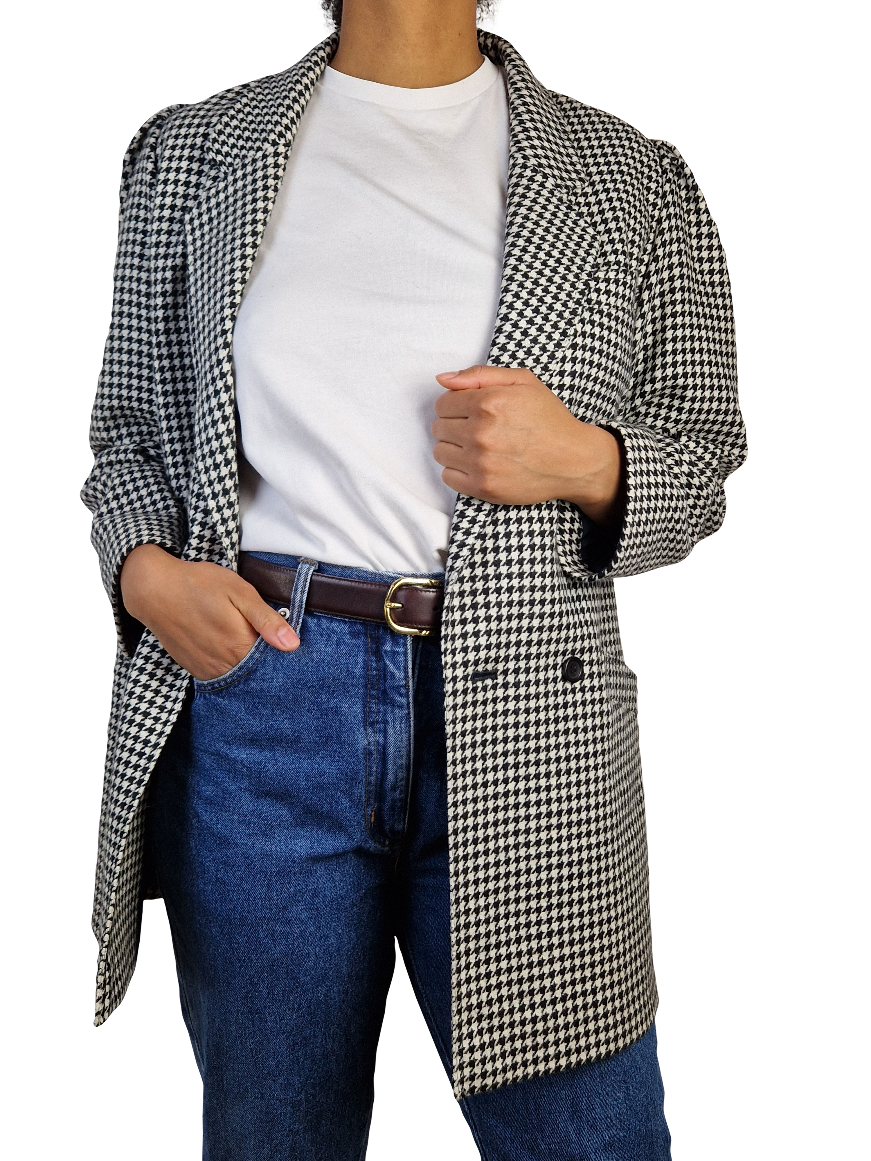 Vintage Blazer Basic Schwarz Weiß M-L - RareRags