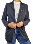 Vintage Jil Sander Blazer Schurwolle Samtiger Velourkragen  Schwarz (36) S