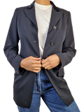 Vintage Jil Sander Blazer Schurwolle Samtiger Velourkragen  Schwarz (36) S