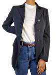 Vintage Jil Sander Blazer Schurwolle Samtiger Velourkragen  Schwarz (36) S
