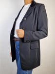 Vintage Jil Sander Blazer Schurwolle Samtiger Velourkragen  Schwarz (36) S