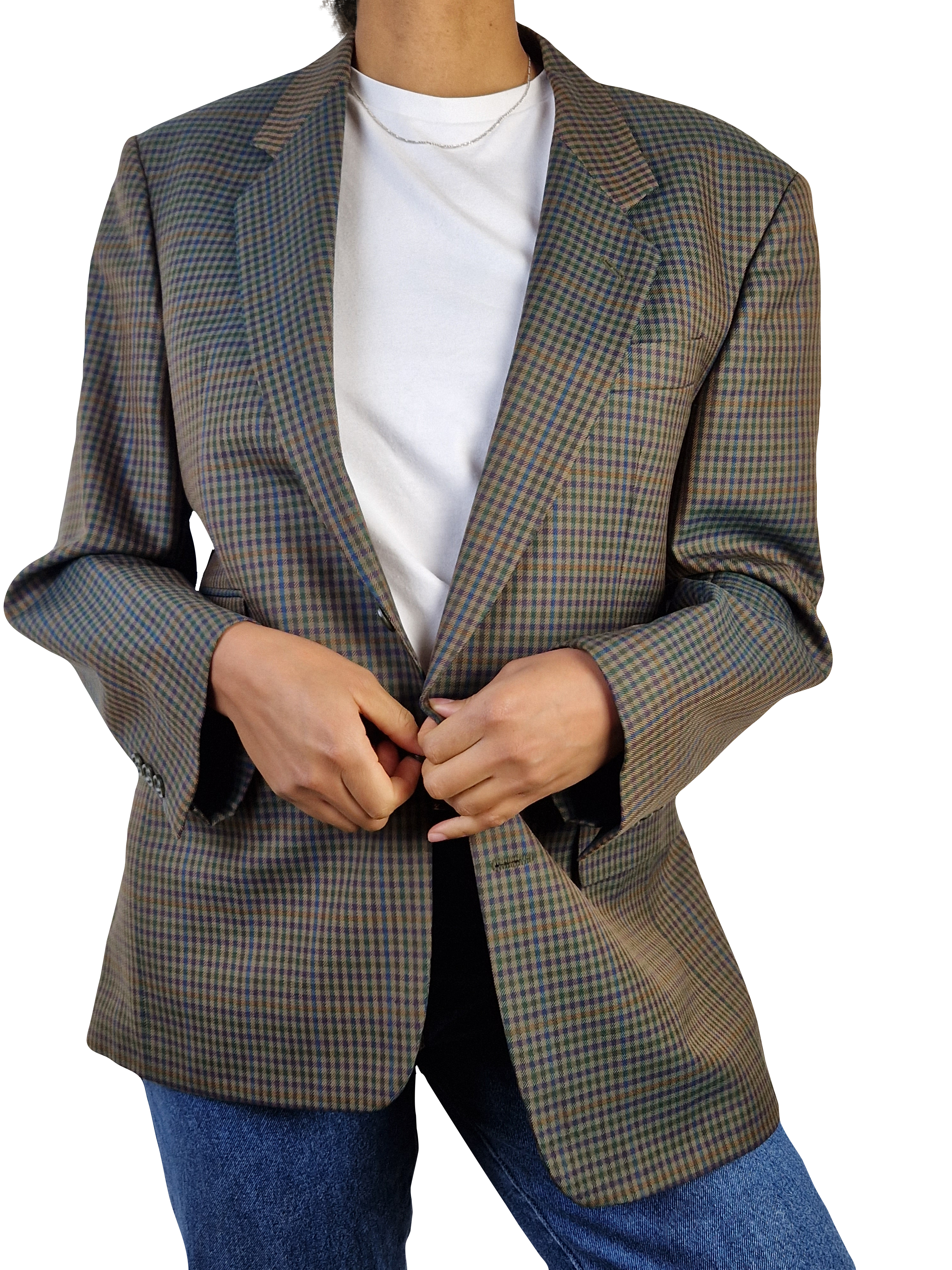 Vintage Swensen Blazer Van Heen Reine Schurwolle Kariert (48) M - RareRags