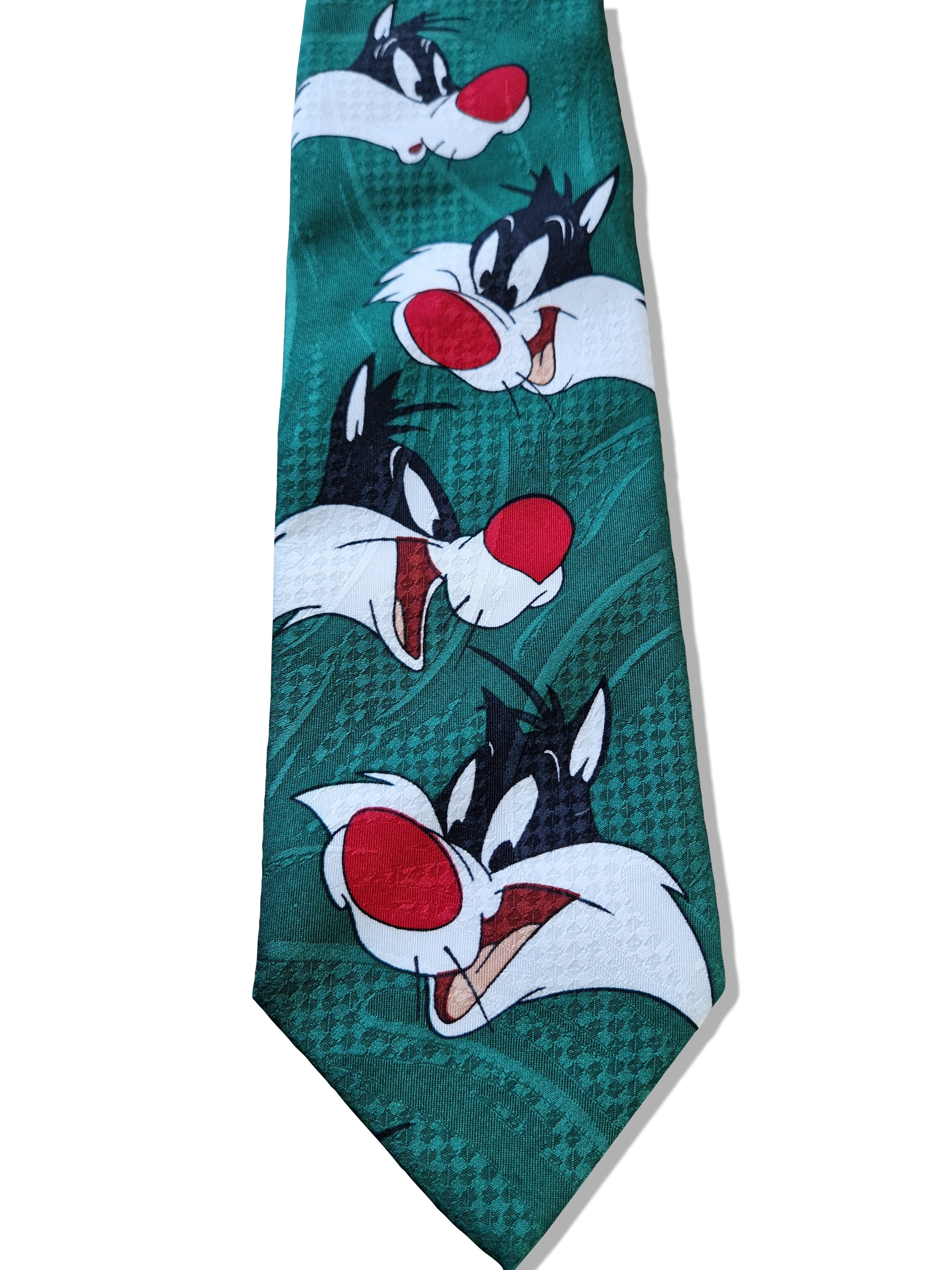 Vintage Looney Tunes Krawatte 1993 Warner Bros Sylvester The Cat Grün
