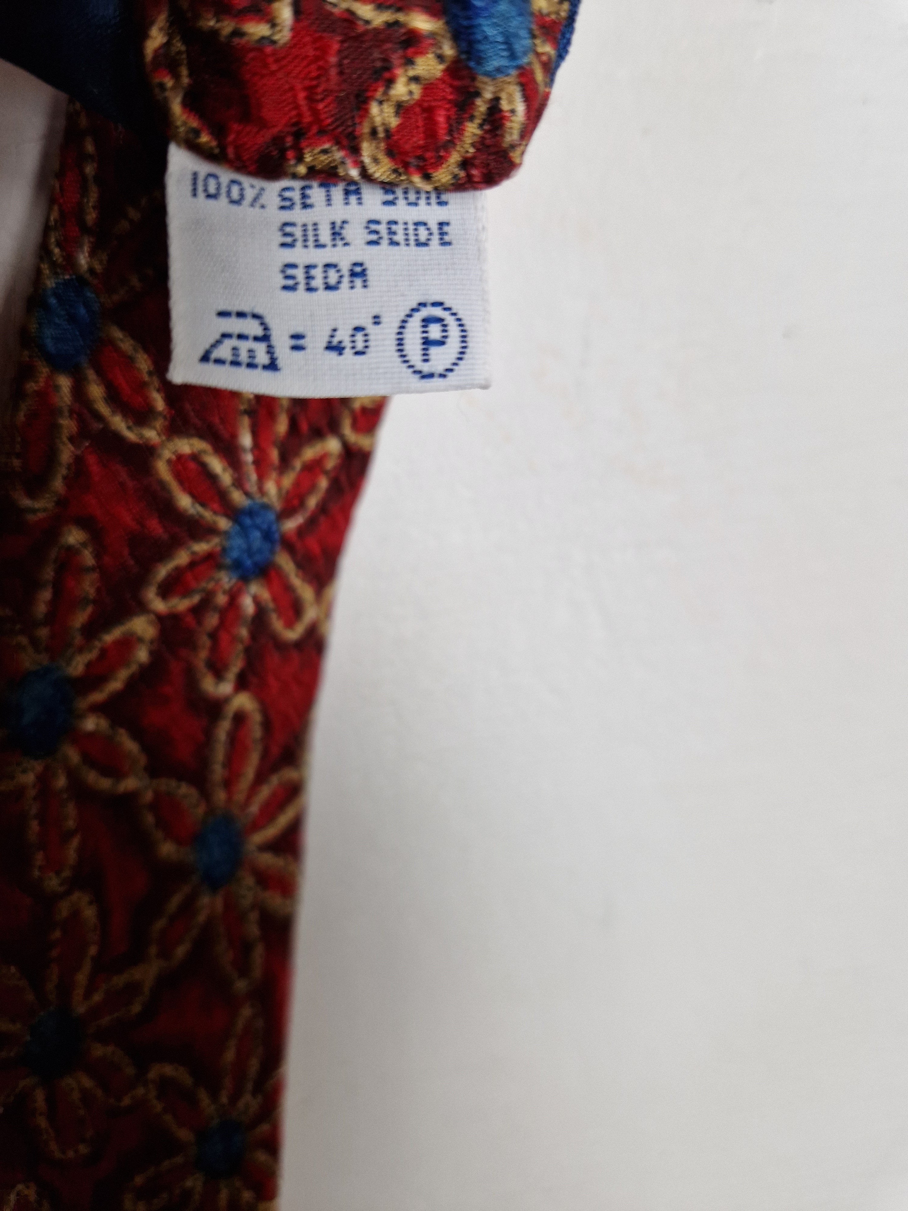 90s Givenchy Krawatte Seide Florales Muster Rot