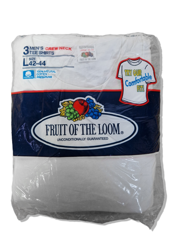 Rare! Vintage Fruit Of The Loom Shirt 1992 3erPack Deadstock Made In USA Weiß L