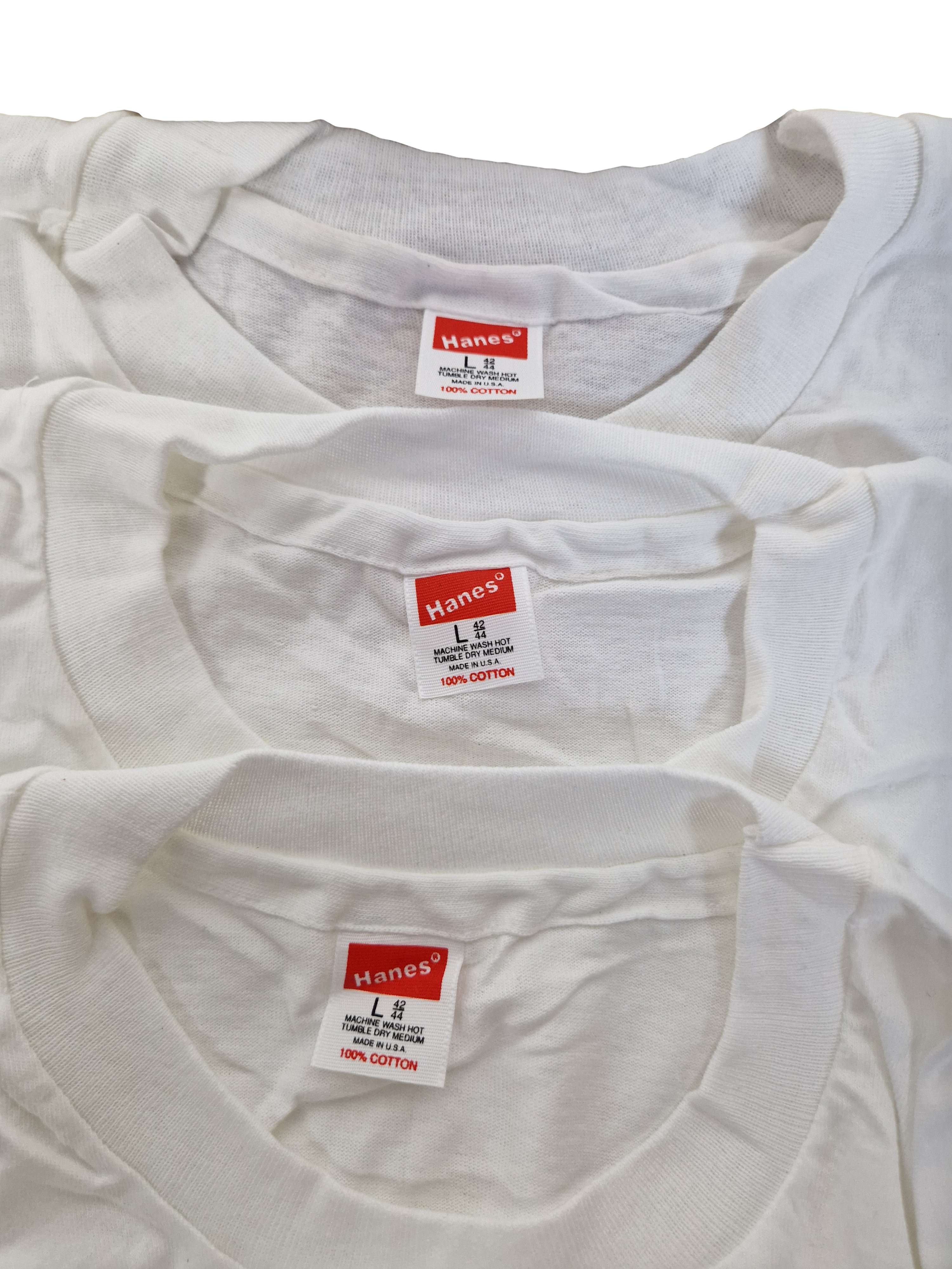 Rare! Vintage Hanes Shirts 3er Packet 1987 Deadstock Single Stitched Weiß (42/44) L - RareRags