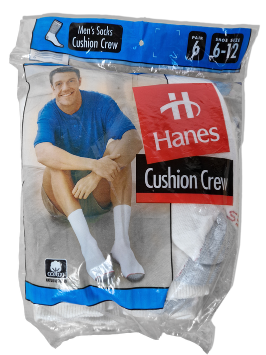 Vintage Hanes Cushion Crew Socks 6erPack Deadstock Made In USA Weiß