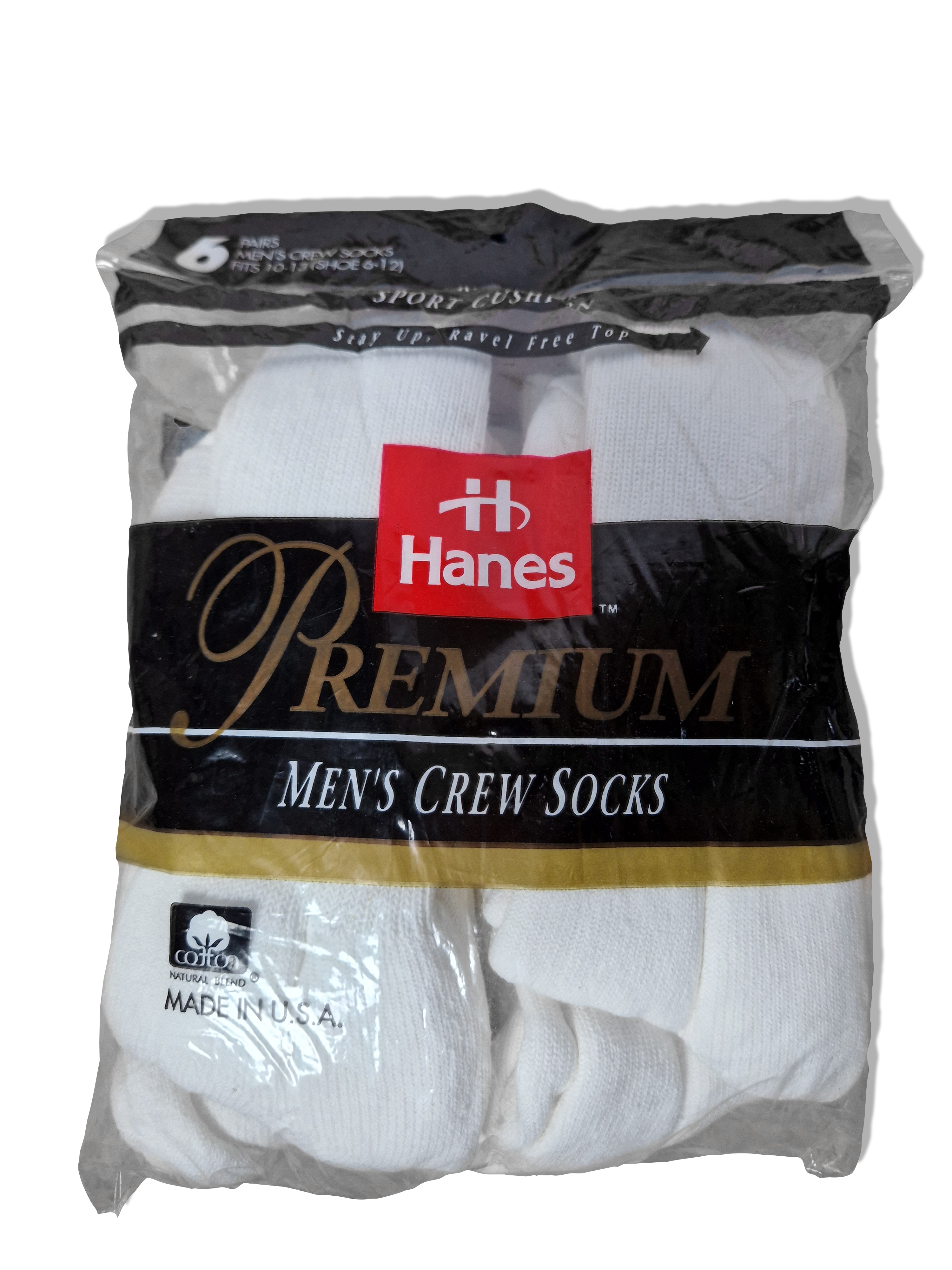 Rare! Vintage Hanes Crew Socks 1992 6erPack Deadstock Made In USA Weiß - RareRags