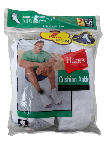 Vintage Hanes Chusion Ankle Socks 7erPack Deadstock Made In USA Weiß