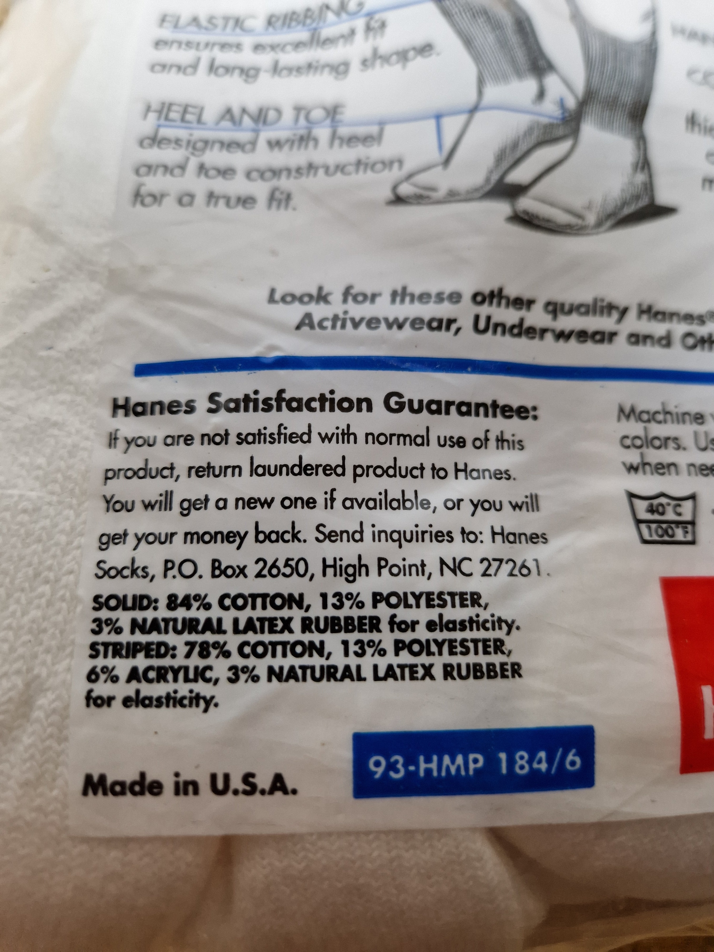 Rare! Vintage Hanes Crew Socks Extra Thick 1993 6erPack Deadstock Made In USA Weiß - RareRags