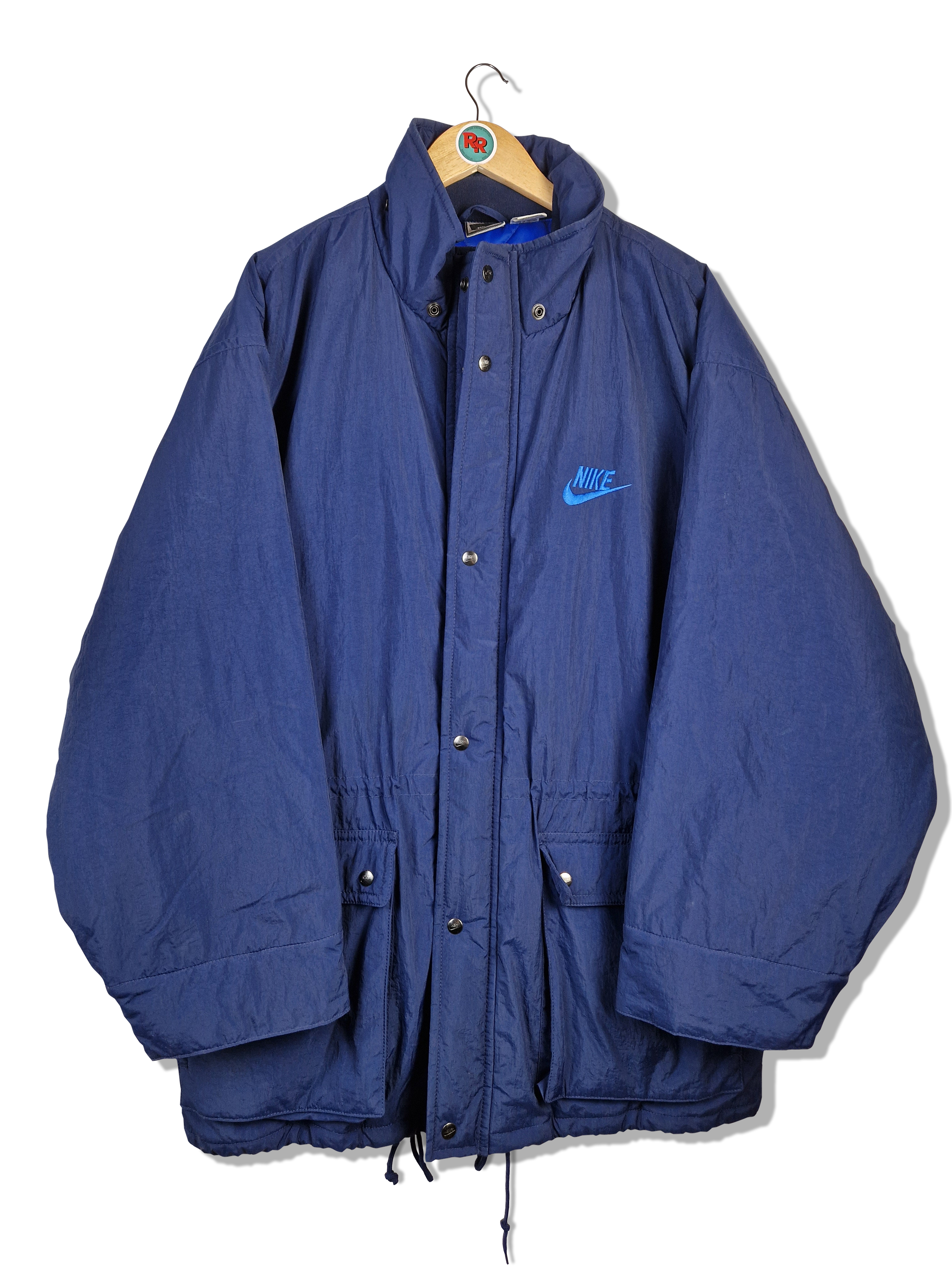Vintage Nike Winterjacke Parka Mit Hüftzug Blau XL