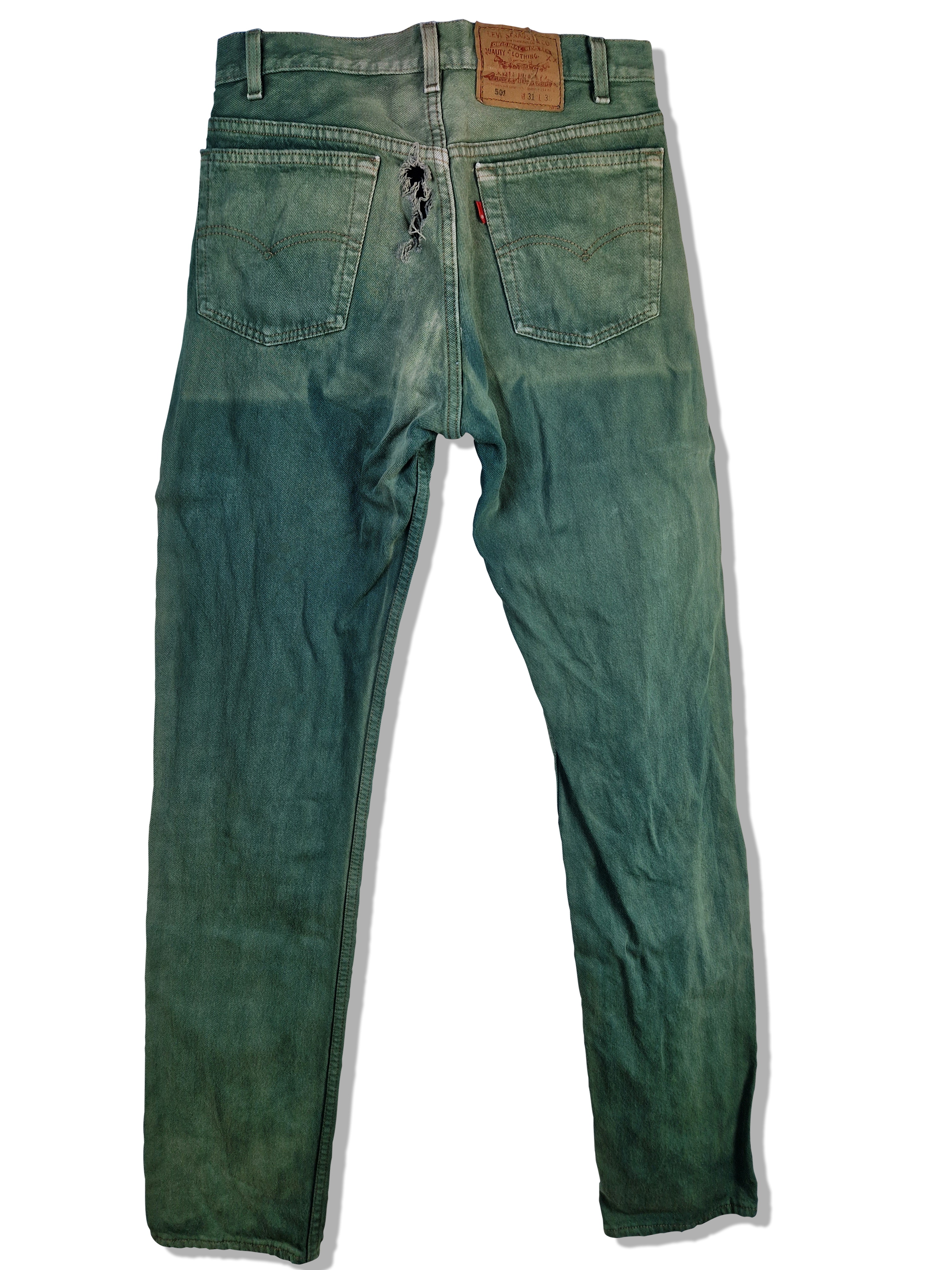 Vintage Levis Jeans 80s Made In USA Faded Grün W31 L36
