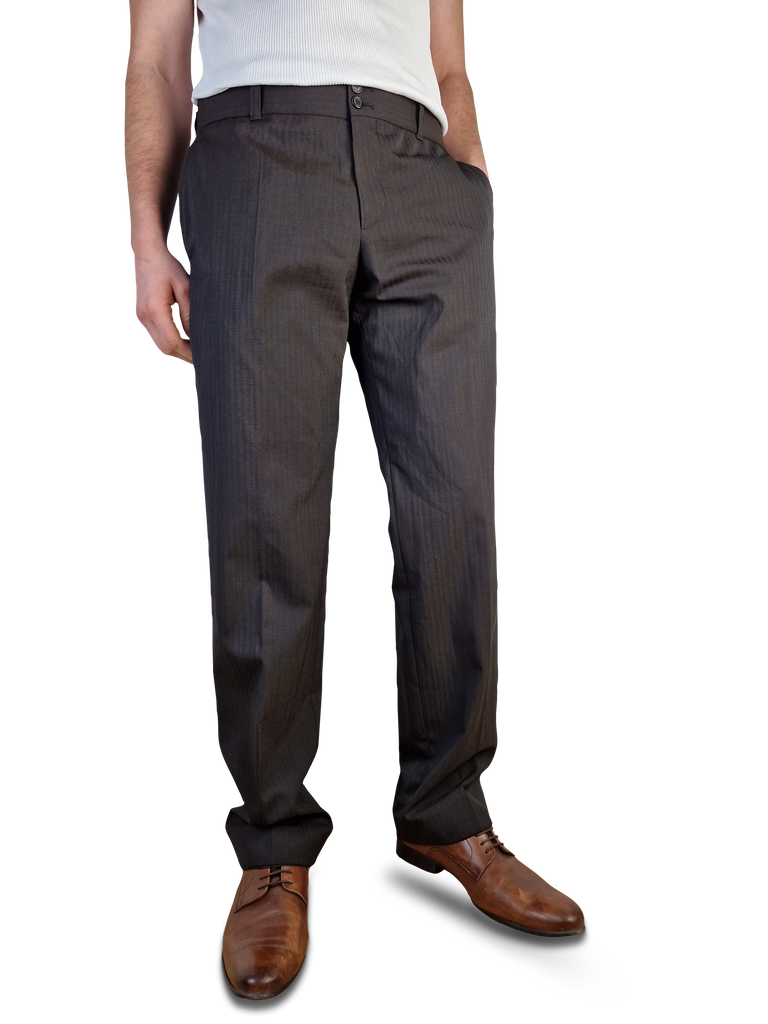 Moderne Hugo Boss Anzughose Basic Mit Schurwolle Gestreift Braun 50 RareRags