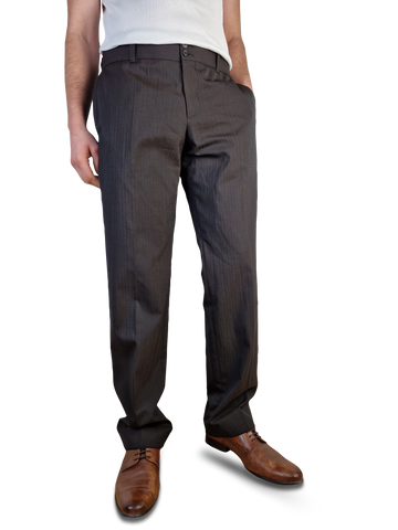 Moderne Hugo Boss Anzughose Basic Mit Schurwolle Gestreift Braun (50) L-XL