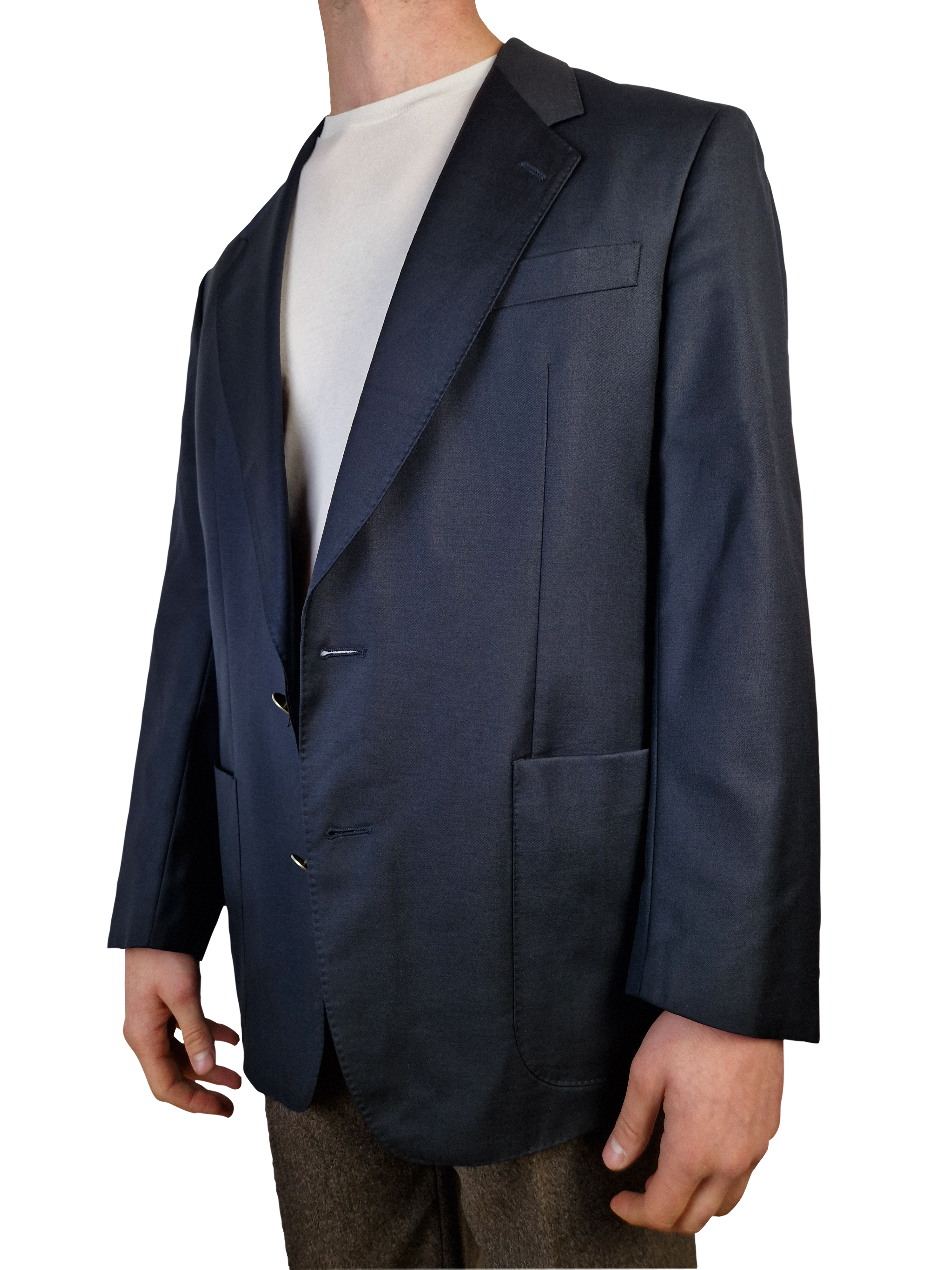 Vintage Loro Piana Sakko Basic Schurwolle Made In Italy Dunkelblau M-L