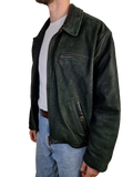 Vintage Redskins Lederjacke Blouson Schwarz Mit Grünstich XL