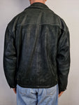Vintage Redskins Lederjacke Blouson Schwarz Mit Grünstich XL