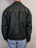 Vintage Redskins Lederjacke Blouson Schwarz Mit Grünstich XL