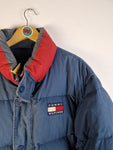 Vintage Tommy Hilfiger Daunenjacke Reversible Puffer Blau Rot Gelb L