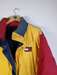 Vintage Tommy Hilfiger Daunenjacke Reversible Puffer Blau Rot Gelb L