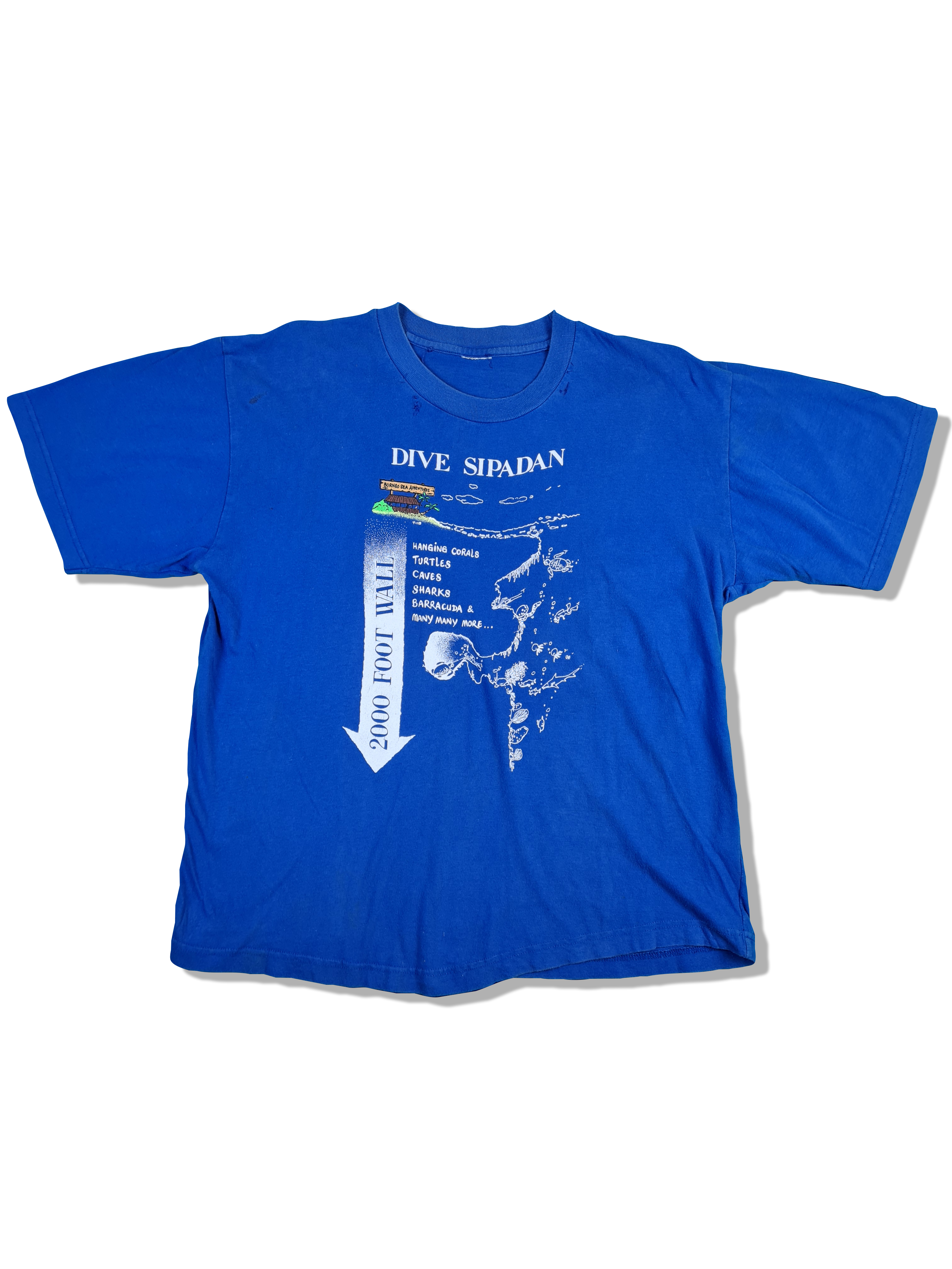Vintage Tourist Shirt Dive Sipadan Trashed Blau M-L - RareRags