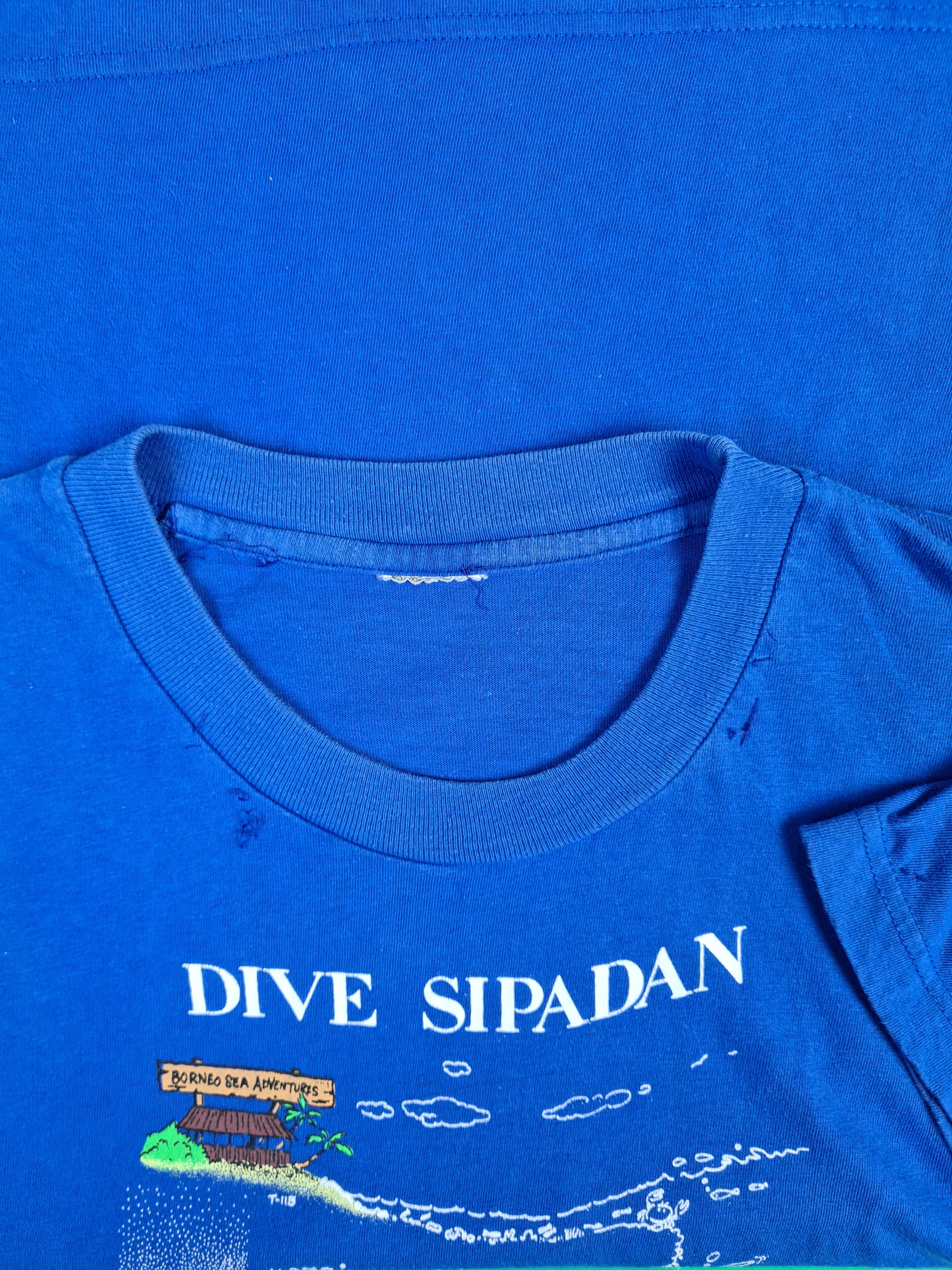 Vintage Tourist Shirt Dive Sipadan Trashed Blau M-L - RareRags