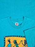 Vintage Fruit Of The Loom Shirt Florida Made In USA Single Stitched Türkis-Blau L