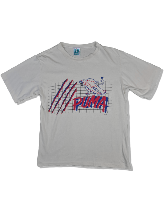 Vintage Puma Shirt 80s Made In Portugal Single Stitched Weiß S