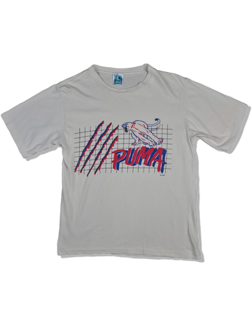Vintage Puma Shirt 80s Made In Portugal Single Stitched Weiß S
