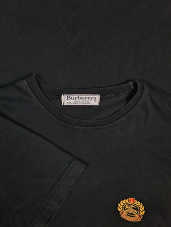 Vintage Burberrys Shirt Basic Logo Bestickt Schwarz XL-XXL
