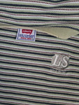 Vintage Levis Shirt Logo Bestickt Gestreift Braun Weiß XL