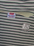 Vintage Levis Shirt Logo Bestickt Gestreift Braun Weiß XL