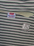 Vintage Levis Shirt Logo Bestickt Gestreift Braun Weiß XL