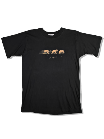 Vintage Vic Bay Shirt South Africa Big Five Elephants Animalprint Schwarz L