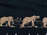 Vintage Vic Bay Shirt South Africa Big Five Elephants Animalprint Schwarz L