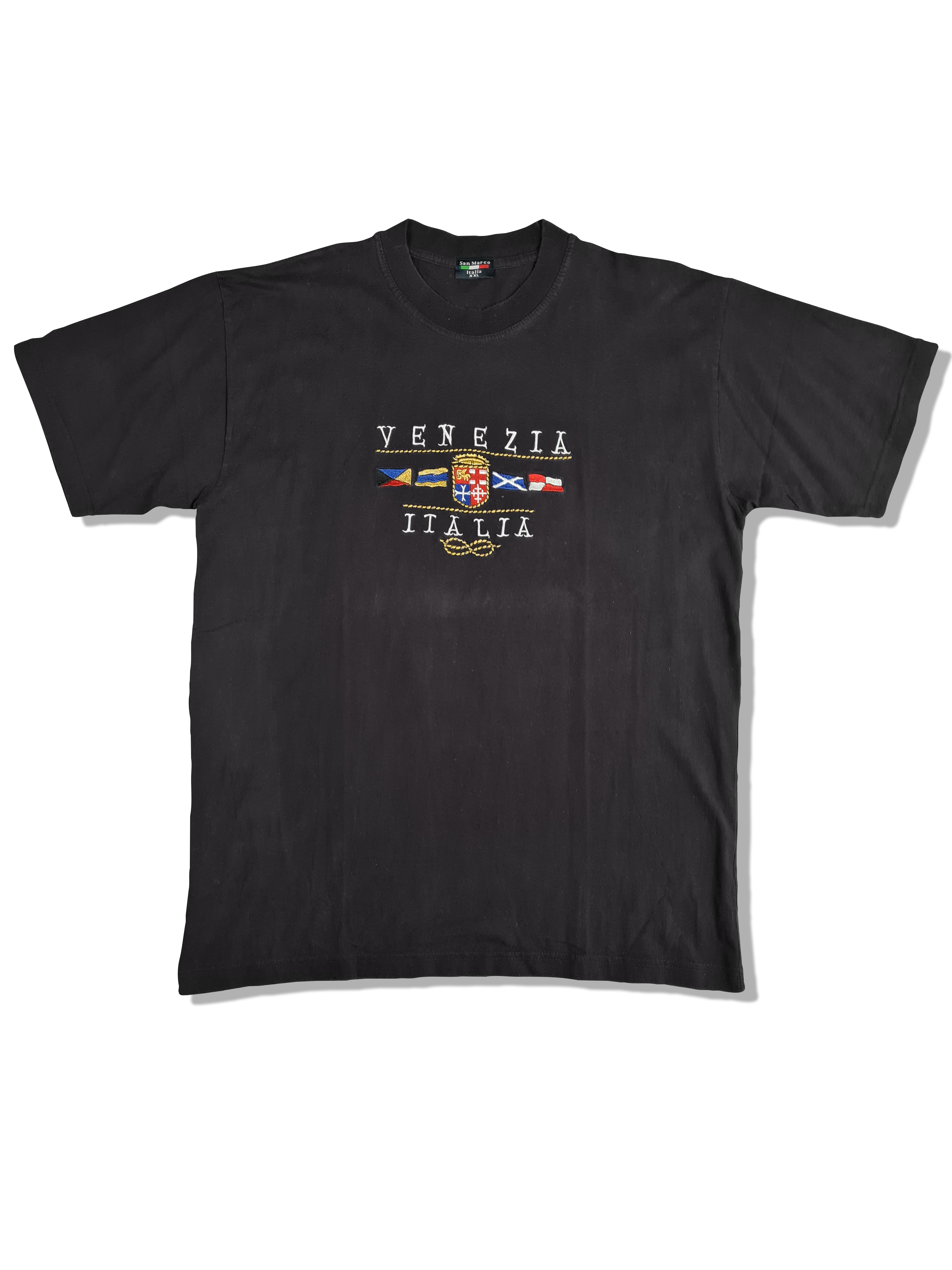 Vintage San Marco Shirt Venezia Tourist Bestickt Schwarz XXL - RareRags