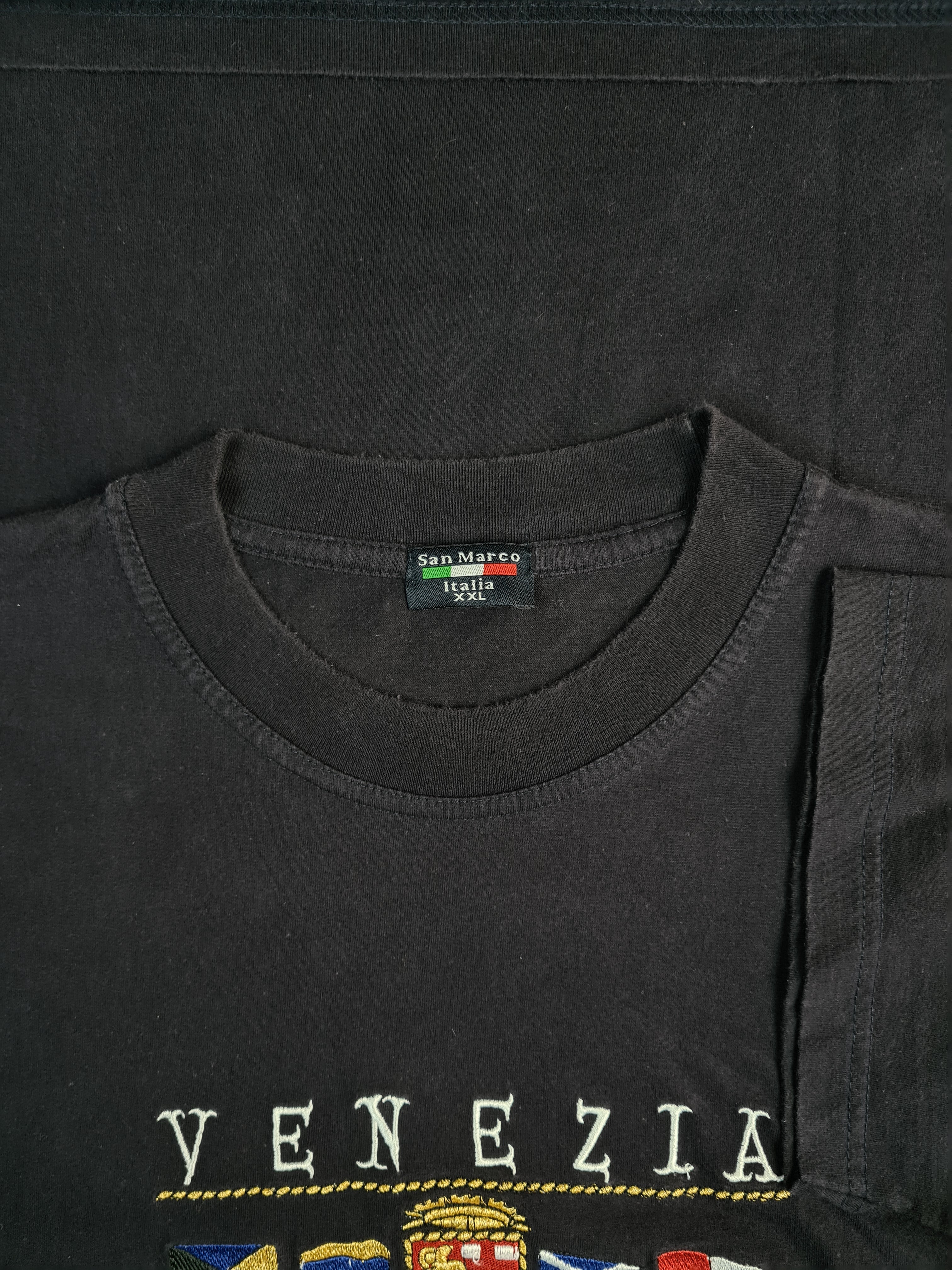Vintage San Marco Shirt Venezia Tourist Bestickt Schwarz XXL - RareRags